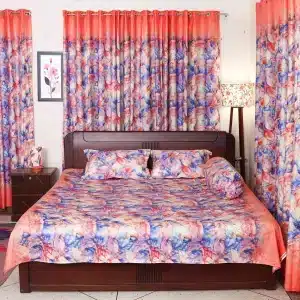 অরেঞ্জ ফ্লোরাল বেডশিট (২ পিলো কভার)